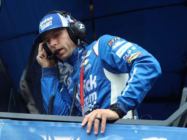 Crew Chief for Hendrick Motorsports Cliff Daniels watches the action during the FireKeepers Casino 400 on Sunday, Aug. 6, 2023.